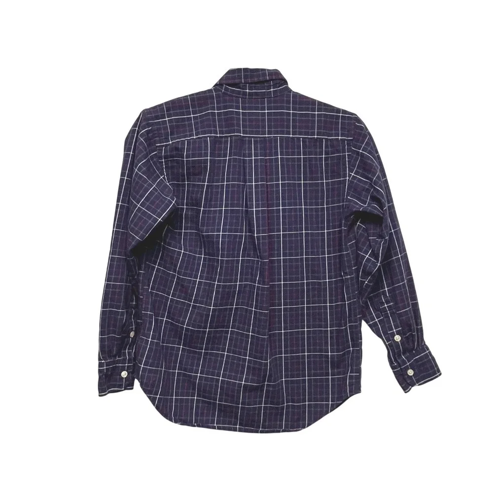Ralph Lauren Boys Navy Plaid Long Sleeve Button Down Shirt Size M 10-12